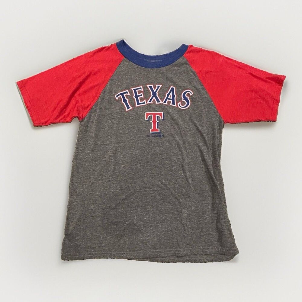 Texas Rangers Shirt Boys Large 12/14 Blue MLB Baseball Genuine Merchandise